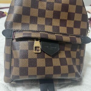 Brown Checkered Backpack